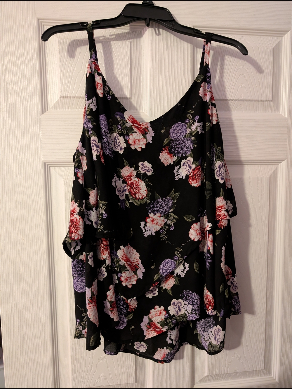 torrid Floral Cami - Black, Pink, & Purple Blooms - Criss Cross Back